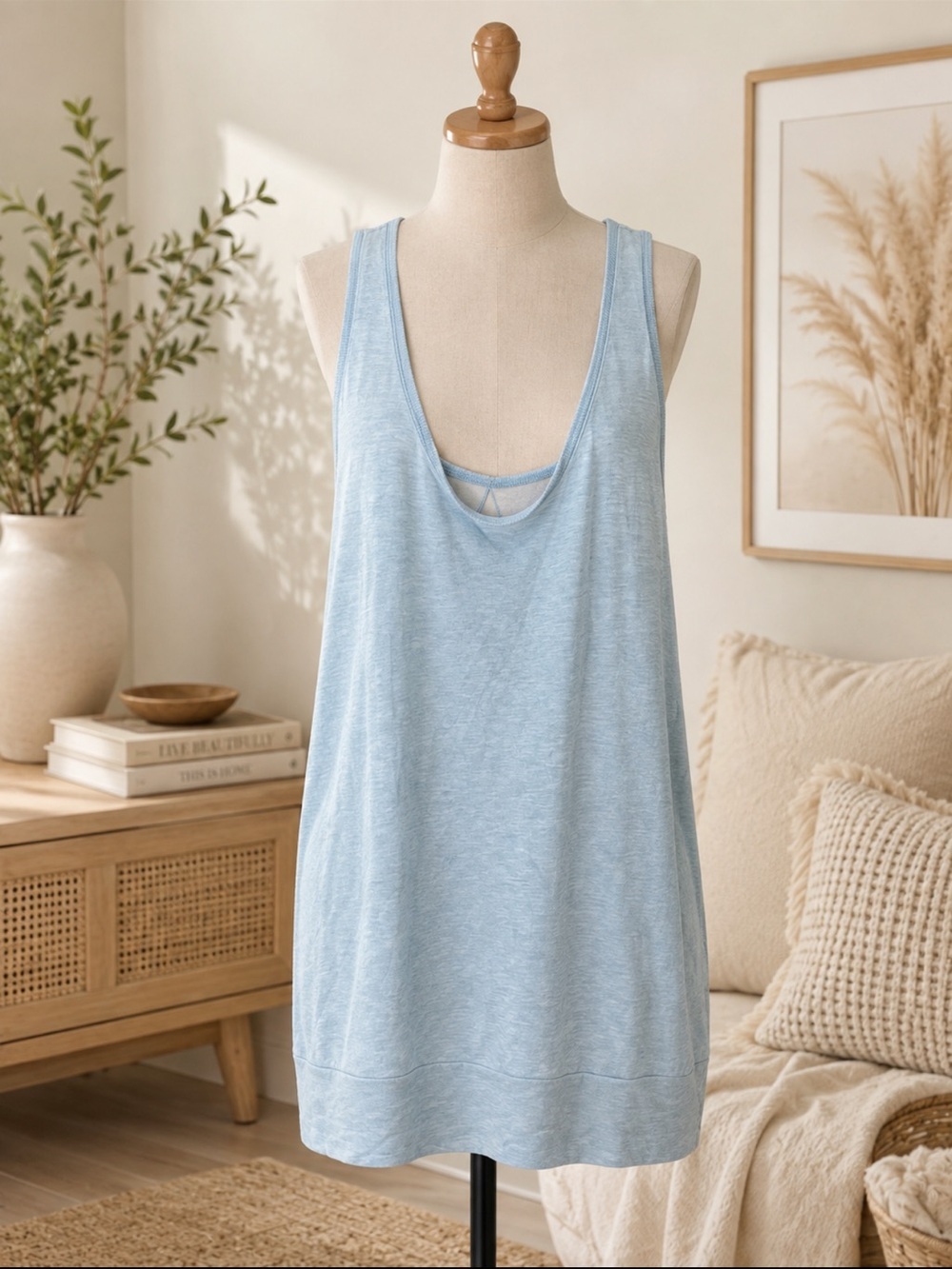 Women’s Light Blue Scoop Neck Tank Top